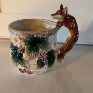 Cottage core mug with fox and berries